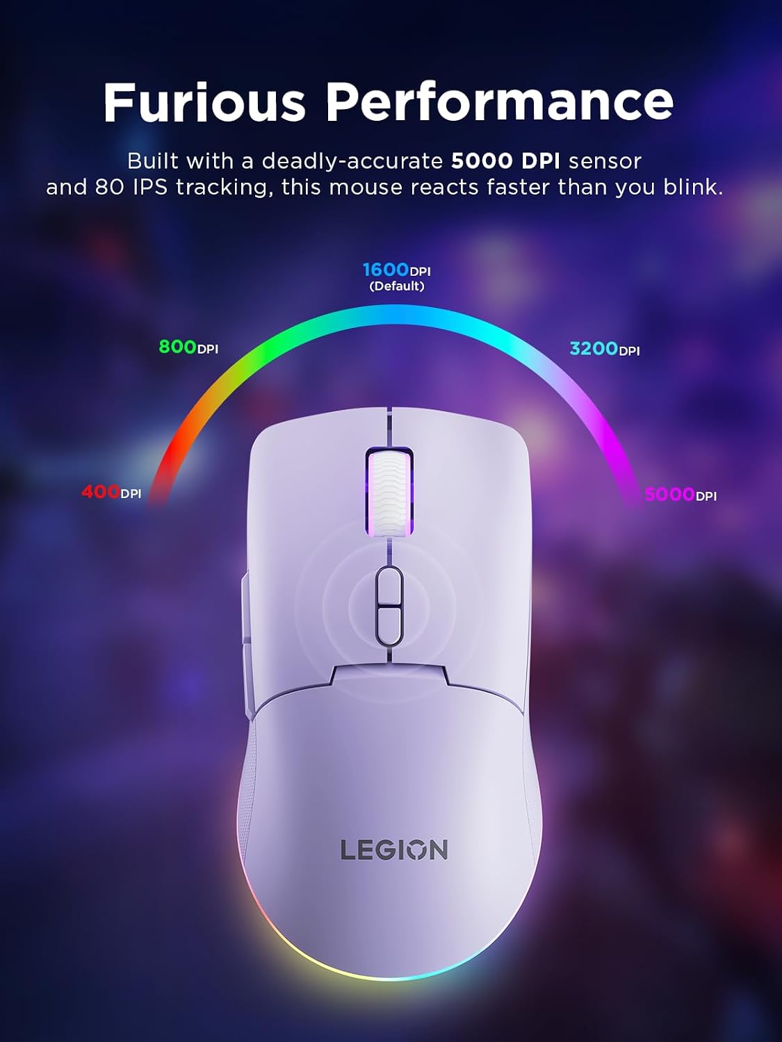 Lenovo Legion M220 Wireless RGB Gaming Mouse, Tri-Mode (Bluetooth, 2.4GHz &am...