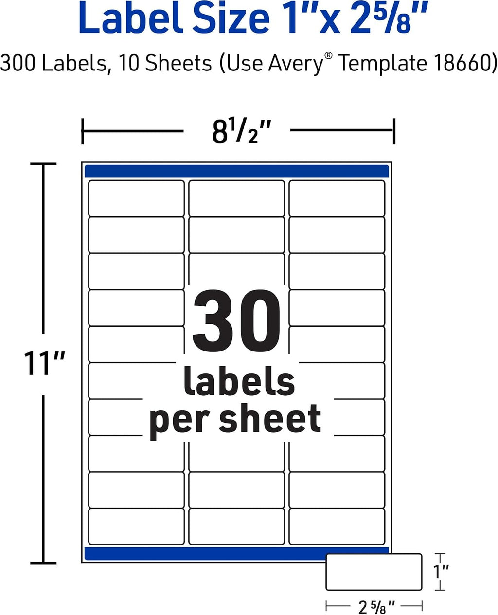 Avery Printable Address Labels with Sure Feed, 1" x 2-5/8", Matte Clear, 300 Blank Mailing Labels (18660)