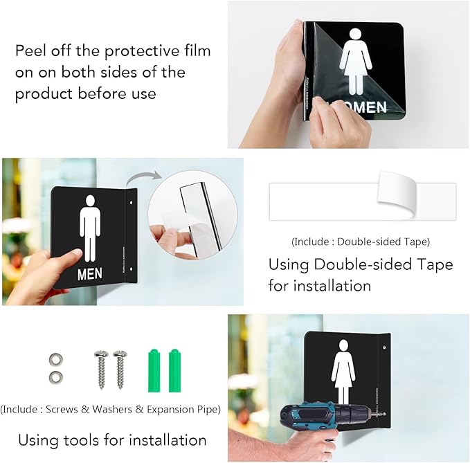 Faittoo Restroom Sign, Bathroom Signs, 6 x 6 Inches Acrylic Sign, - Image 5