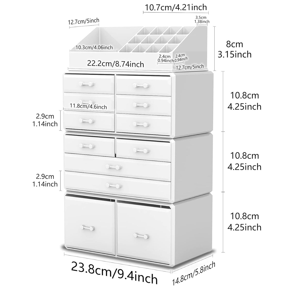 Readaeer Makeup Cosmetic Organizer Storage Drawers Display Boxes Case with 12...