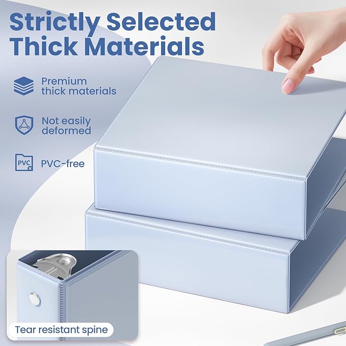SUNEE 3 Ring Binder 3 Inch 1 Pack, Haze Blue - Image 4