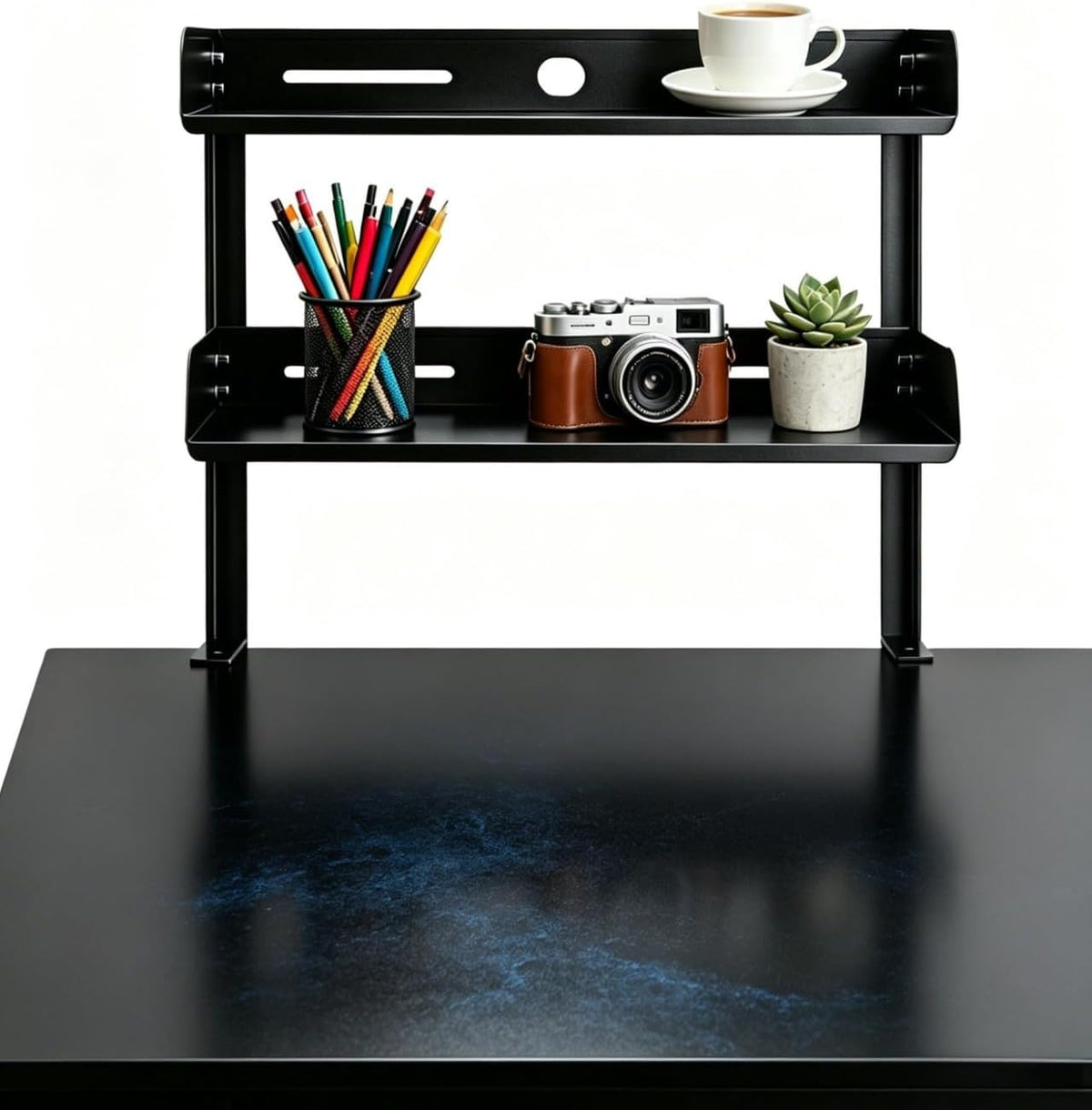 Yuxh Clamp on Desk Shelf 2‑Tier, Black, Small