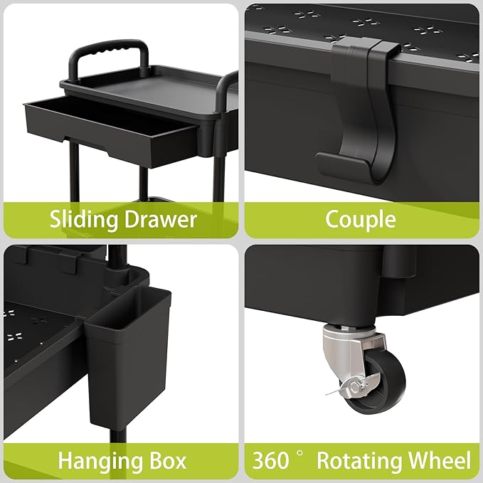 Sorgion 3 Tier Rolling Cart Organizer, Laundry Room Bathroom Organizers and - Image 4