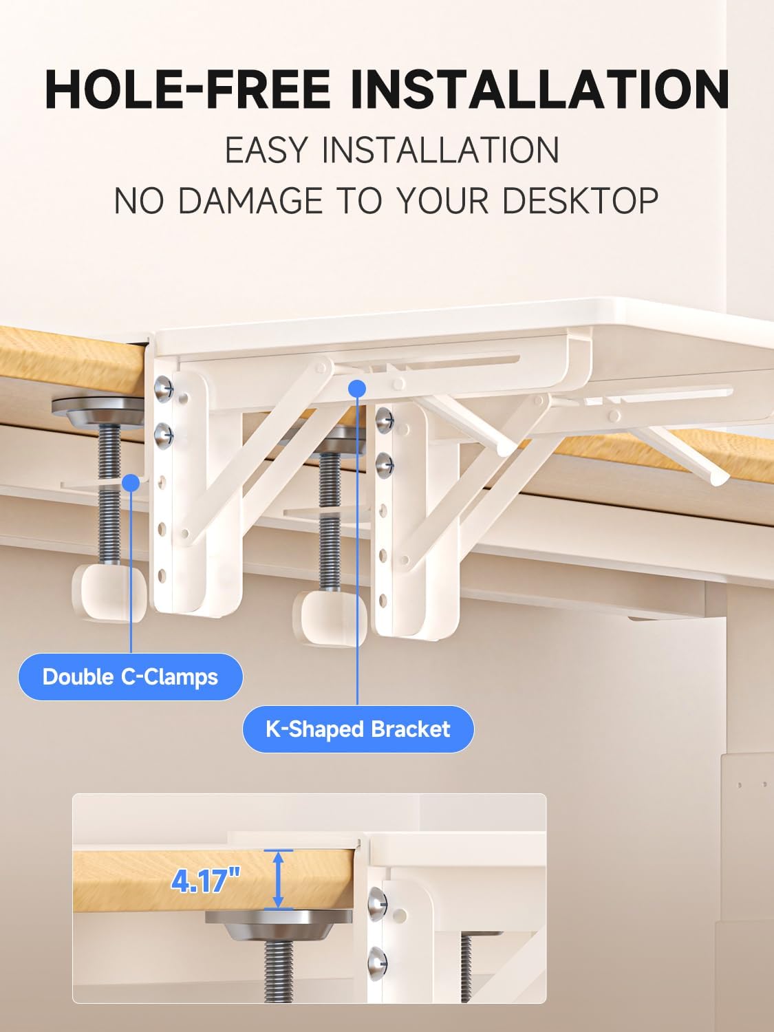 suptek Ergonomics Desk Extender Tray, 9.5"x9.1" Clamp on Table Moun...
