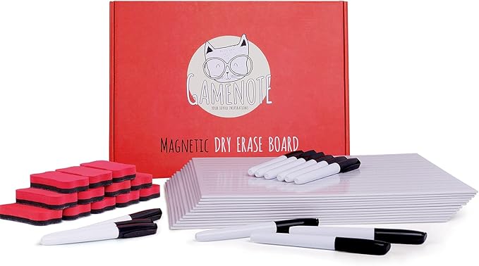 GAMENOTE White Board Dry Erase, Small Magnetic Lined White Board Set, Double - Image 7