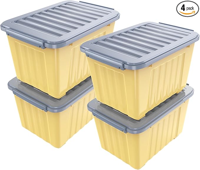 Nazhura Plastic Storage Bin, Stackable and Nestable Storage Boxes by NazhuraGoodCompanionAtHome