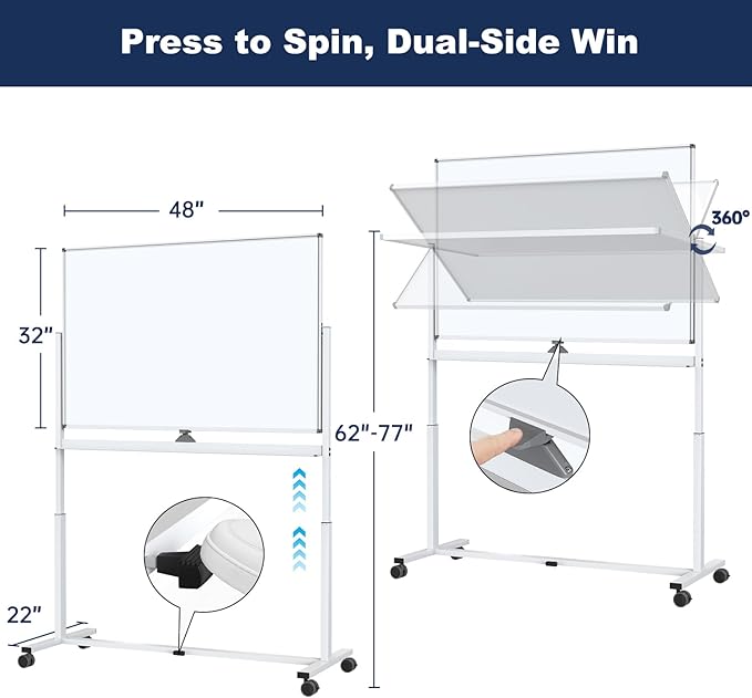 Large Dry-Erase Rolling Magnetic Whiteboard - Image 3