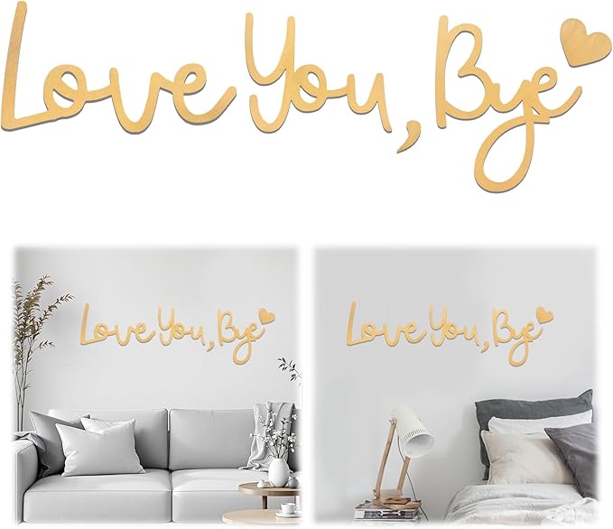 Wall Decor Large Gold Love You Bye Sign Hallway Entryway Door Wall Art Boho by BADAO