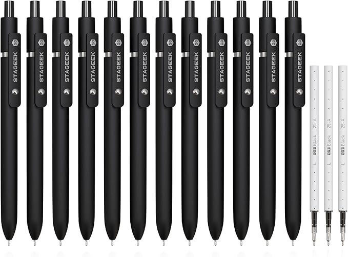 STAGEEK Black Gel Pens, Quick Dry Black Ink Pens by STAGEEK