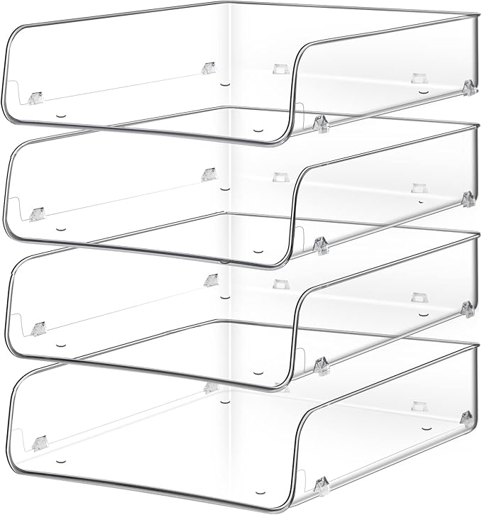 Lunmore Stackable Paper Trays, 4 Tier Desk File Organizer, Document Letter Tray by Lunmore