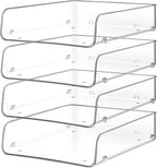 Lunmore Stackable Paper Trays, 4 Tier Desk File Organizer, Document Letter Tray by Lunmore