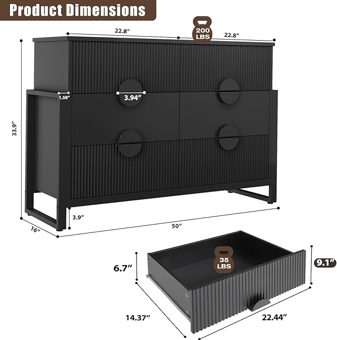 LGHM Fluted Dresser for Bedroom - Image 3