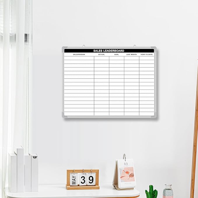 Lined Whiteboard Blank Grid Aluminum Frame Dry Erase Board Reusable Wall - Image 6