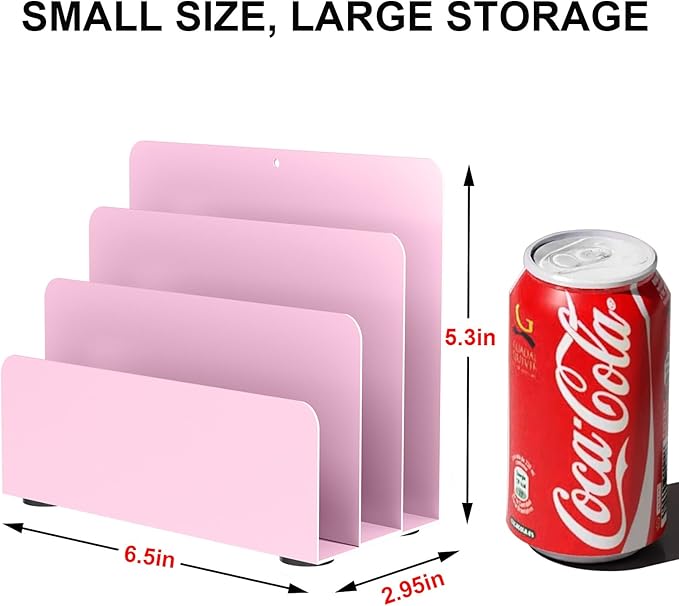 OUTIOE Mail Organizer Countertop, Small Desk File Organizer, Metal File Holder - Image 3