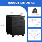 MIIIKO Mobile Filing Cabinet 3 Drawer, Rolling Small File Cabinet - Image 3