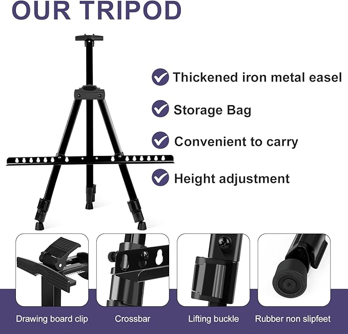 AROIC 4 Pack Painting Display Easel Stand Portable Adjustable Metal Tripod - Image 4