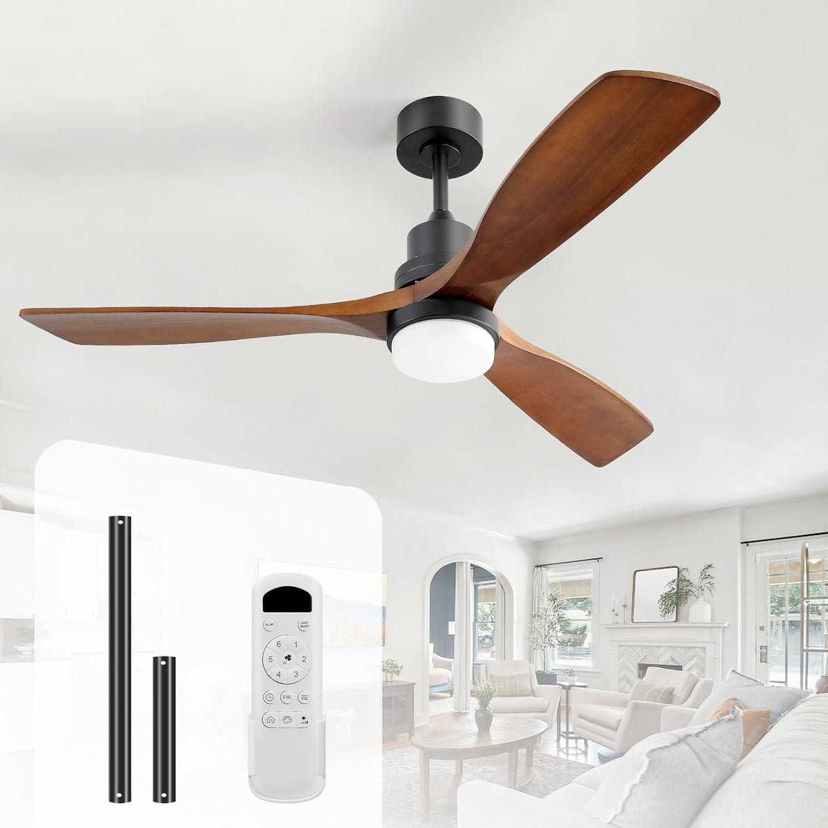 sofucor 52 inch solid wood ceiling fans with, main product view