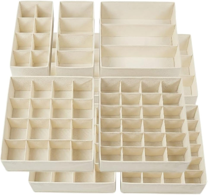 Lourome Underwear Drawer Organizer, 10-Pack, for Socks, Bras, Off-White