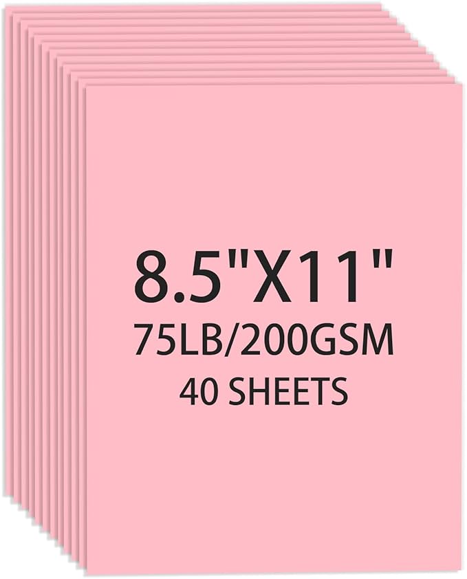 Cardstock 8.5 X 11, 40 Sheets, 75lb/ 200gsm Copy Paper, Cardstock Printer Paper by Ciphyfee