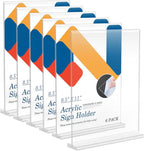 Relx 6 Pack Acrylic Sign Holder 8.5 x 11, Vertical T Shape Plastic Sign Holder by Relx