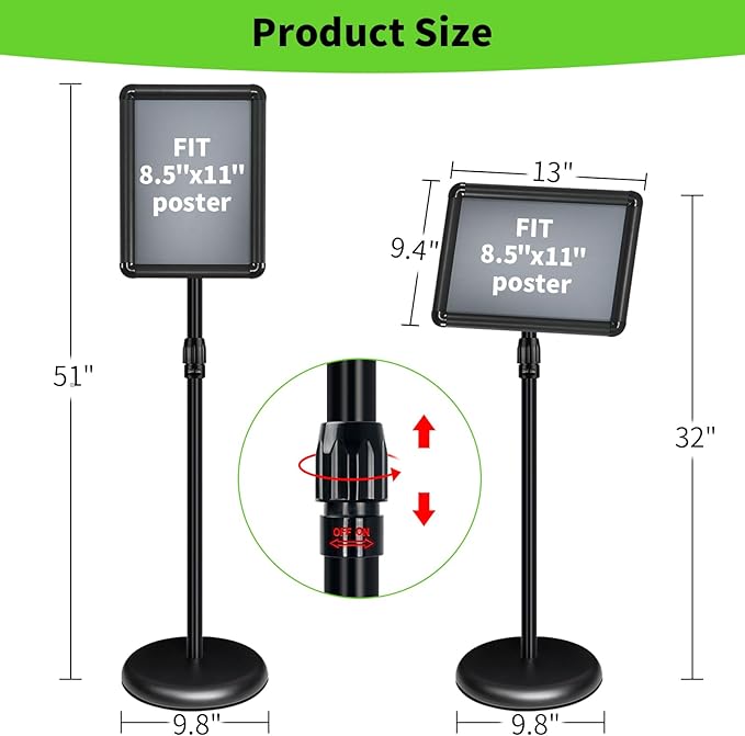 INNOVSIGN 6Packs Adjustable Pedestal Sign Holder Stand 8.5''x11'', Floor - Image 6