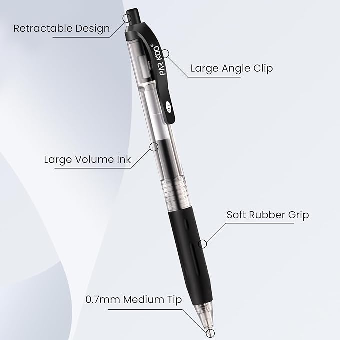 ParKoo Black Gel Pens, 100 Pack Quick Dry Retractable Medium Point 0.7mm - Image 3