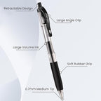 ParKoo Black Gel Pens, 100 Pack Quick Dry Retractable Medium Point 0.7mm - Image 3