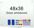 H-Qprobd Dry Erase White Board 48"x36" Glass Magnetic Whiteboard by H-Qprobd