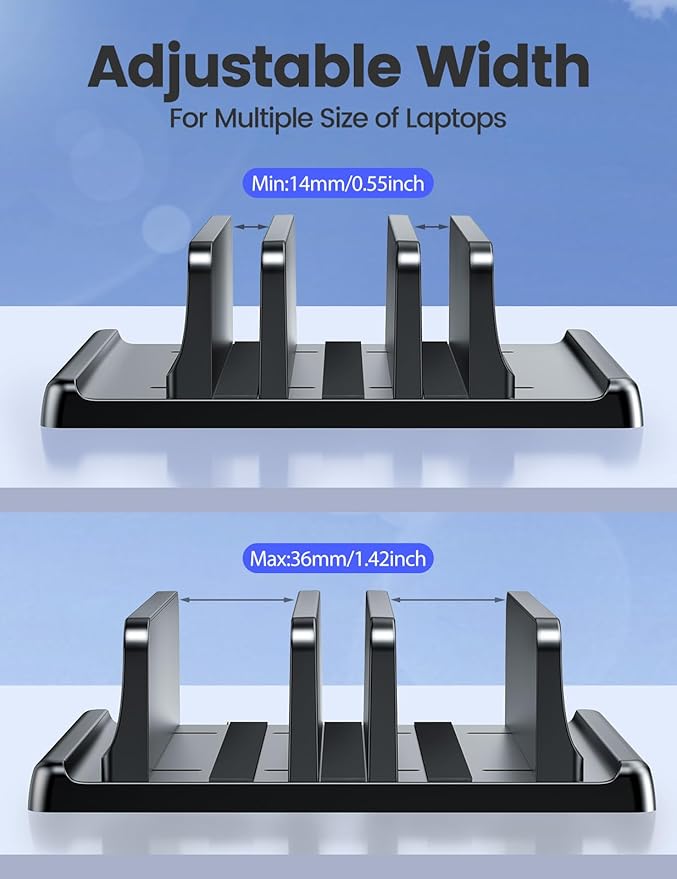 Vaydeer 3-Slot Vertical Laptop Stand Organizer, Laptop Storage Holder Made of - Image 7