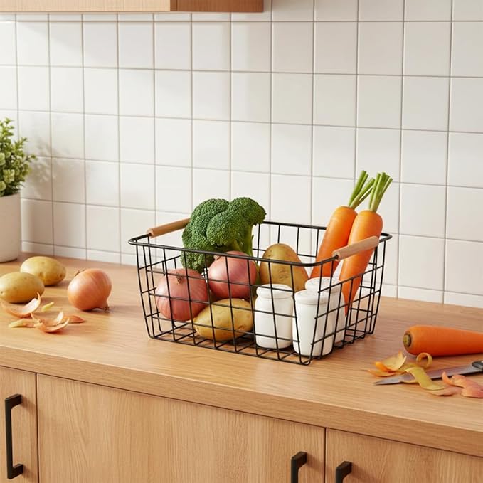 HDYOUDO Metal Black Wire Basket, Food Storage Basket Organizer - Image 4