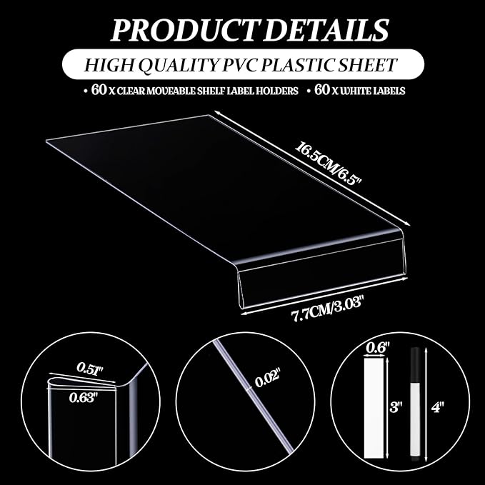 Containlol 60 Sets Moveable Shelf Label Display Holders - Image 2