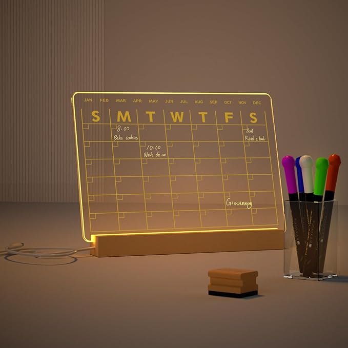 Light Up Clear Dry Erase Calendar 13 x 9 inch - Image 3