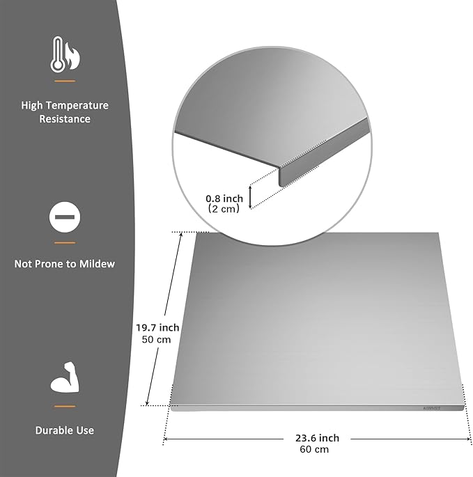 KORVOS 304 Stainless Steel Cutting Board, 23.6" x 19.6" Large Size Stainless - Image 2