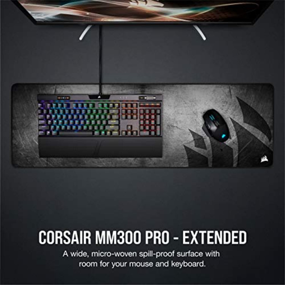 Corsair MM300 PRO Premium Spill-Proof Cloth Gaming Mouse Pad – Extended - Mul...