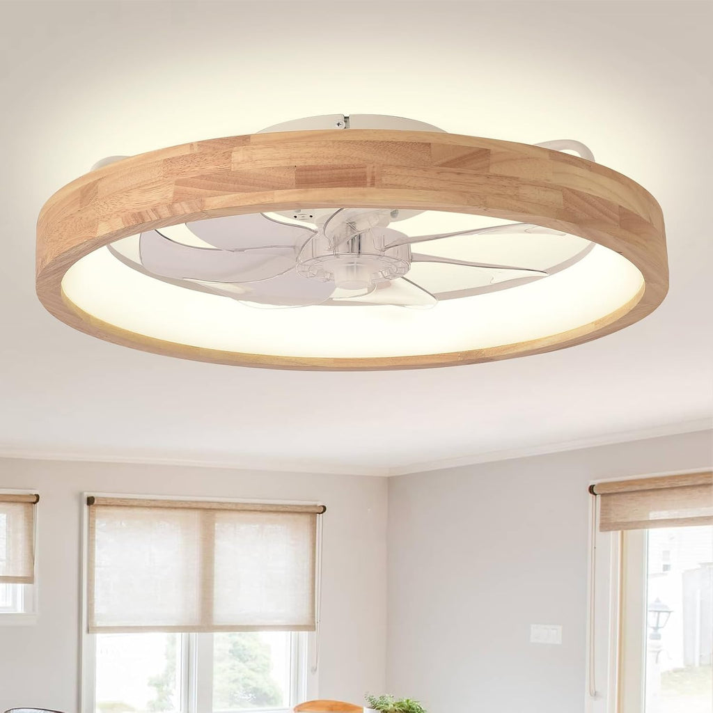24" low profile flush mount wood fandelier ceiling, main product view