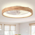 24" low profile flush mount wood fandelier ceiling, main product view