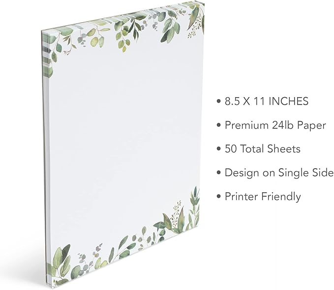 Leaf Theme Paper Stationery, 50 Sheets, Elegant Writing Paper, Pretty - Image 3