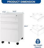 Fesbos 3 Drawer Mobile Metal File Cabinet, Pre-Built Office Storage File Cabinet - Image 2