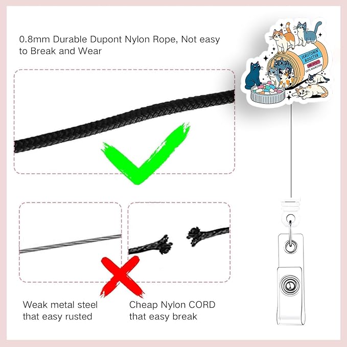 2pc Cat Nurse Badge Reel, Funny Cute Work Badge Holder - Image 2