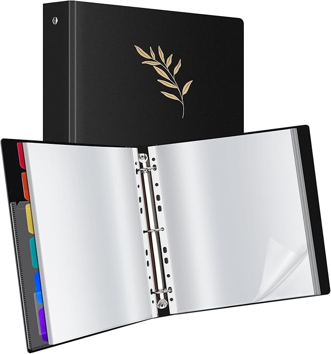 Uquelic 50-Pocket Binder with Plastic Sleeves by Uquelic