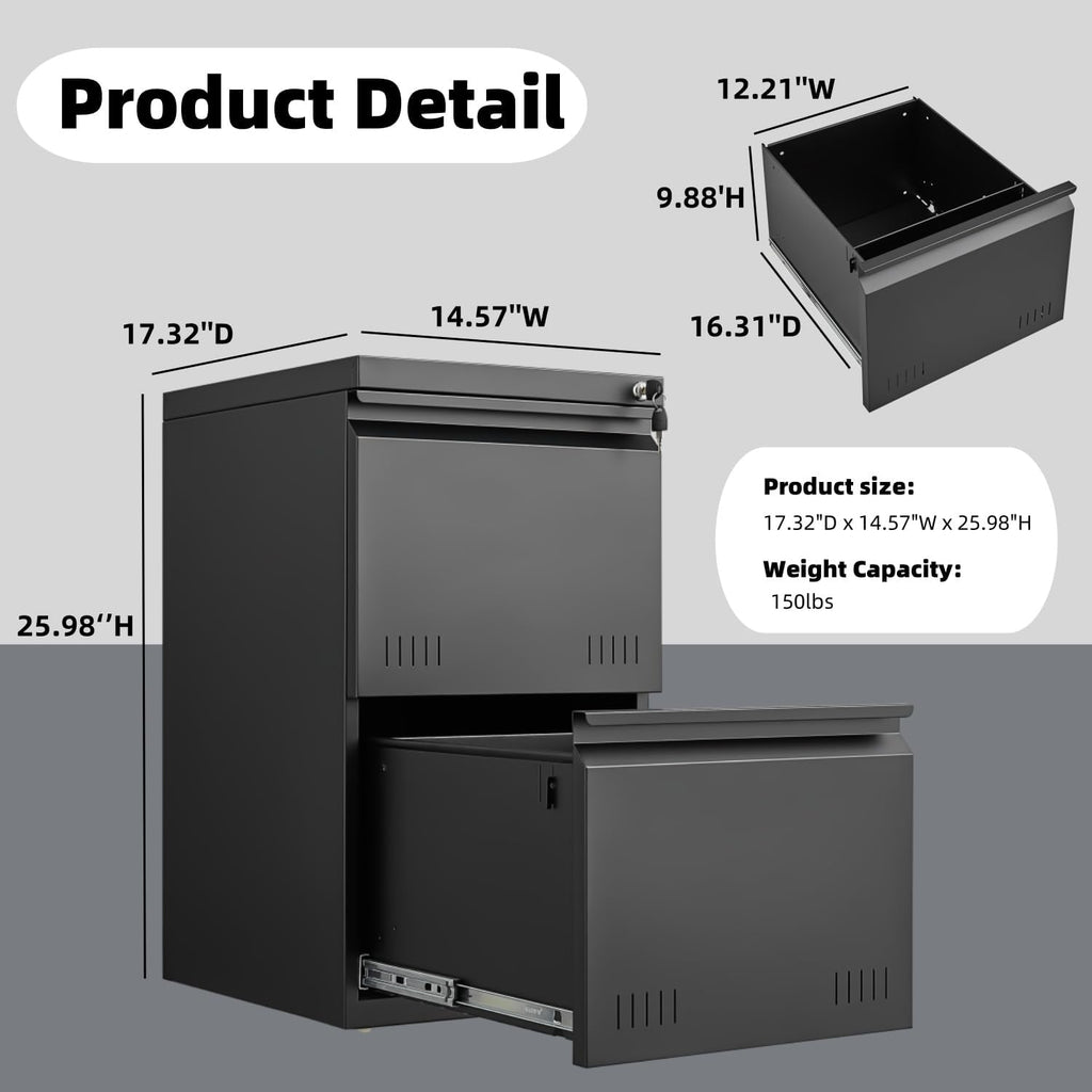 approgreent 2 drawer file cabinets for home office, close-up detail