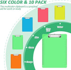 Plastic Clipboards, PANDRI 10 Pack Clear Colored Clipboards, Low Profile Clip - Image 3