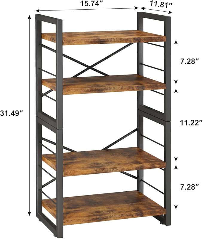 Homeiju Bookshelf, Dorm Desk Hutch, Desk Shelf Organizer, 4 Tier Stackable - Image 3