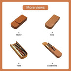 MIVLXLX Leather Triple Pen Case Pencil Pouch Holder - Image 5