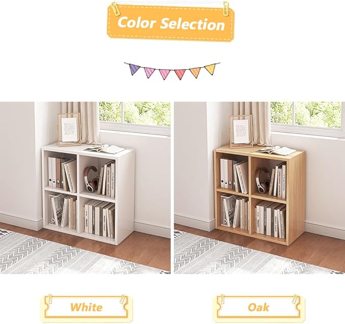 NELYE 4 Cube Organizer Bookcase - Image 5