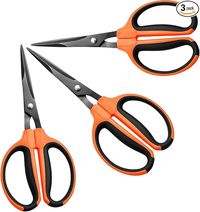 GROWNEER 3 Packs Trimming Scissors Teflon Coated Non Stick Blades Pruning by GROWNEER