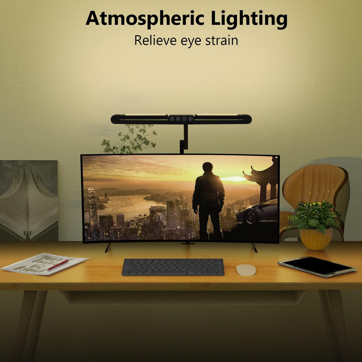 micomlan led desk lamp with clamp, architect desk, side view