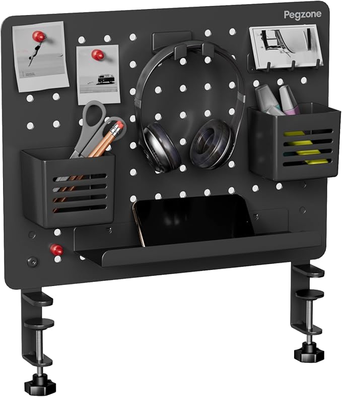 PEGZONE Clamp-on Desk Pegboard, Desk Organizer by Pegzone