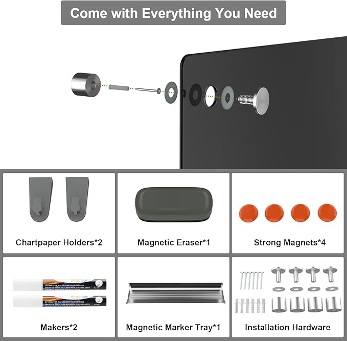 Large Black Glass Dry Erase Board, 72 x 48 Inches Magnetic Glass whiteboard - Image 4
