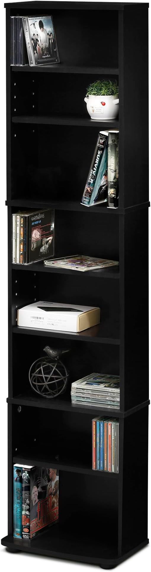 Furinno JAYA DVD Shelf, 8-Tier Tall Narrow CD Rack, Media Shelf by Furinno-FitsYourSpaceFitsYourBudget
